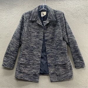 NWOT Norm Thompson Women's Size M Blazer Jacket Gray Black Classic Tweed Twill